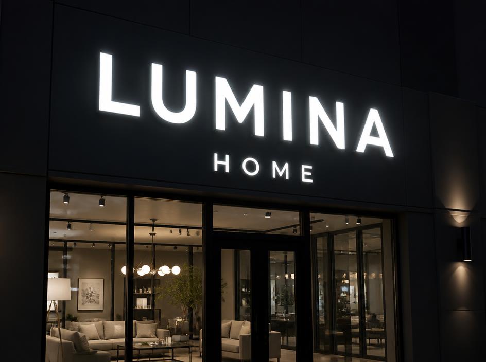 Illuminated channel letters storefront signage